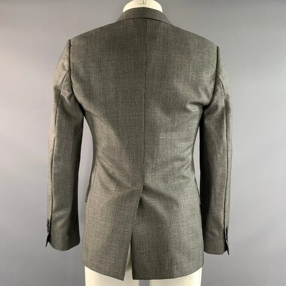 DOLCE & GABBANA Chest Size 38 Black White Plaid Virgin Wool Sport Coat